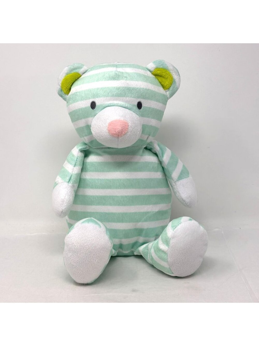 MANHATTAN TOY Mint Green White Striped Teddy Bear Plush
